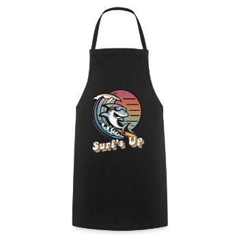 Surfer Shark - Surf’s Up - Tablier de cuisine - noir - Devant - AI Model Male 185 dark (185cm)