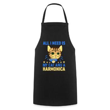 All I Need Is My Cat And A Harmonica Harmonicist & - Kochschürze - Schwarz - Vorne - AI Model Male 185 dark (185cm)