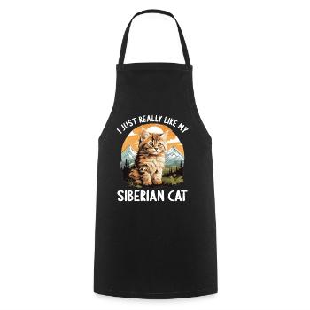 Siberian Cat Sibirische Katze - Cooking Apron - black - Front - AI Model Male 185 dark (185cm)