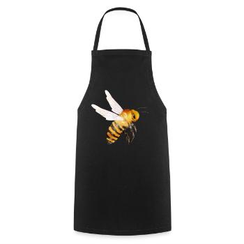 Flying Bee - Bee Motif Hand Drawn - Cooking Apron - black - Front - AI Model Male 185 dark (185cm)
