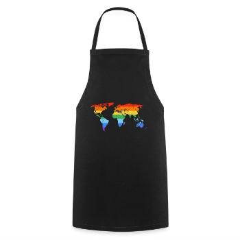 Regenbogen-Weltkarte Pride - Kochschürze - Schwarz - Vorne - AI Model Male 185 dark (185cm)