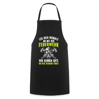 Firefighter Tshirt Firefighter Firefighter 112 - Cooking Apron - black - Front - AI Model Male 185 dark (185cm)