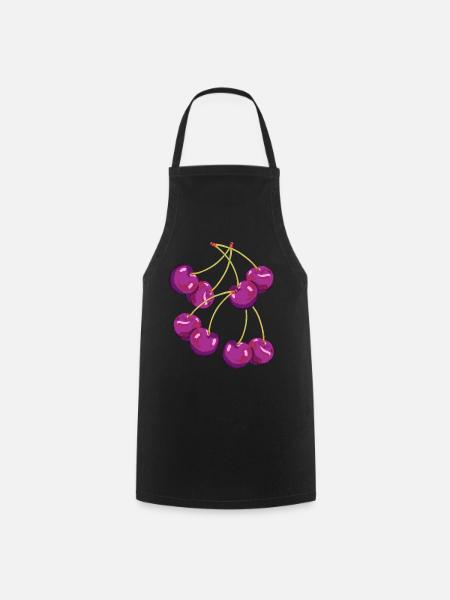 Rockabilly Retro Vintage Kirschen Kirsche 80er Obs - Kochschürze - Schwarz