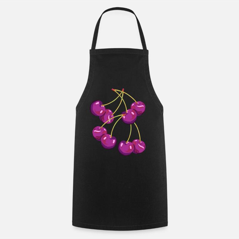 Rockabilly Retro Vintage Kirschen Kirsche 80er Obs - Kochschürze - Schwarz