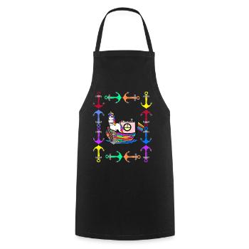 Licornes arc-en-ciel Drapeau arc-en-ciel LGBT - Tablier de cuisine - noir - Devant - AI Model Male 185 dark (185cm)
