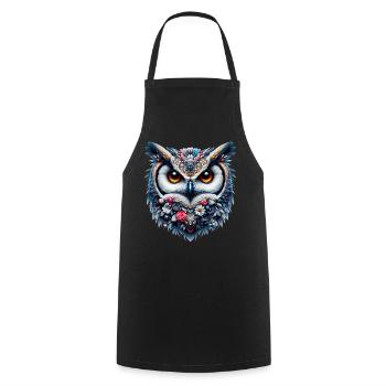 Owl - Cooking Apron - black - Front - AI Model Male 185 dark (185cm)