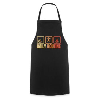 Daily Yoga Routine - Cooking Apron - black - Front - AI Model Male 185 dark (185cm)