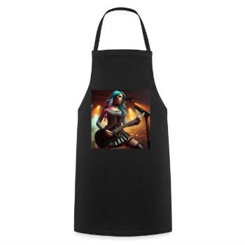 Women's Heavy Metal - Cooking Apron - black - Front - AI Model Male 185 dark (185cm)
