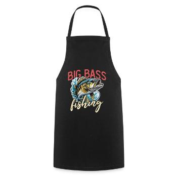Big Bass Fishing Tournament Lover Bass Fisherman - Cooking Apron - black - Front - AI Model Male 185 dark (185cm)
