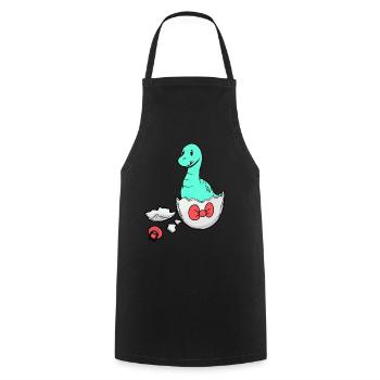 Dino Baby Geburt Schwangerschaft Eierschale - Kochschürze - Schwarz - Vorne - AI Model Male 185 dark (185cm)