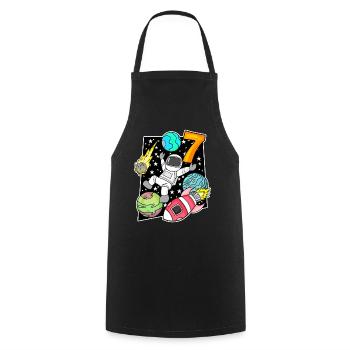 7 Birthday Boy Astronaut - Cooking Apron - black - Front - AI Model Male 185 dark (185cm)