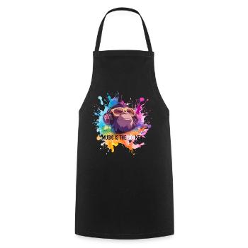 Music is the monkey pun - Cooking Apron - black - Front - AI Model Male 185 dark (185cm)