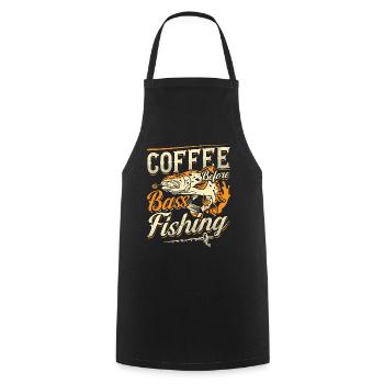 Bass Fisherman Coffee Amateur de café d’achigan à grande bouche - Tablier de cuisine - noir - Devant - AI Model Male 185 dark (185cm)