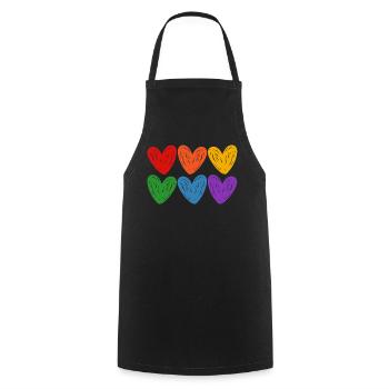 LGBTQIA-Regenbogenherzen - Kochschürze - Schwarz - Vorne - AI Model Male 185 dark (185cm)