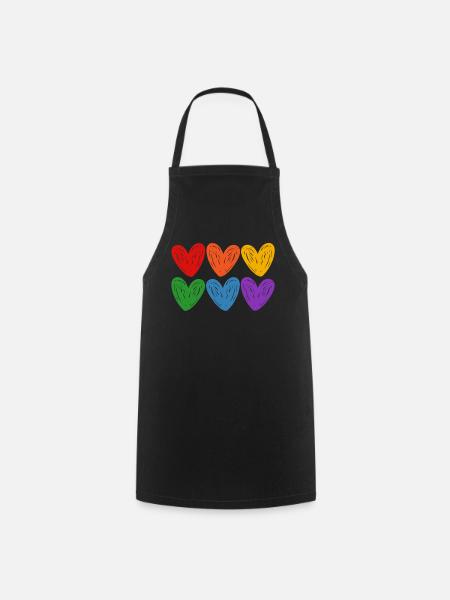 LGBTQIA-Regenbogenherzen - Kochschürze - Schwarz