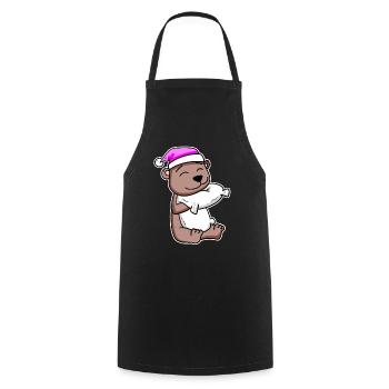 Bear tired sleep in - Cooking Apron - black - Front - AI Model Male 185 dark (185cm)