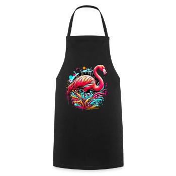 Flamingo - Kochschürze - Schwarz - Vorne - AI Model Male 185 dark (185cm)