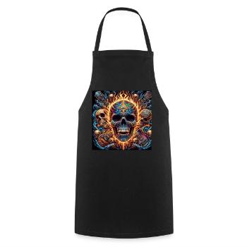 Totenkopf mit gekreuzten Gitarren - Kochschürze - Schwarz - Vorne - AI Model Male 185 dark (185cm)
