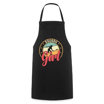 Squash Player Girl Squash Girls - Squash Girl - Cooking Apron - black - Front - AI Model Male 185 dark (185cm)