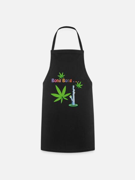 Cannabis Blätter mit Bong - Kochschürze - Schwarz
