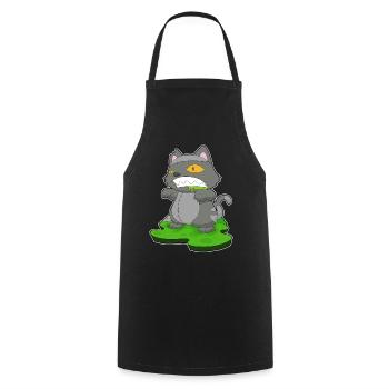 Chat Halloween Zombie - Tablier de cuisine - noir - Devant - AI Model Male 185 dark (185cm)
