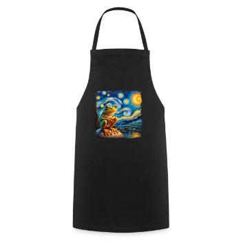 Vincent van Gogh Sternennacht Gemälde mit Frosch - Kochschürze - Schwarz - Vorne - AI Model Male 185 dark (185cm)