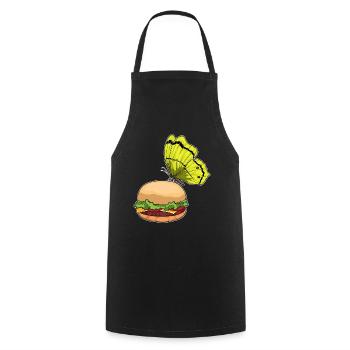 Cheeseburger papillon - Tablier de cuisine - noir - Devant - AI Model Male 185 dark (185cm)