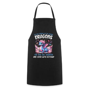 T-shirt Dragon Conte de fées Dragon Kanji japonais - Tablier de cuisine - noir - Devant - AI Model Male 185 dark (185cm)