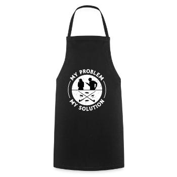 Pêcheur à la mouche Mon problème Mon pictogramme Maman Papa - Tablier de cuisine - noir - Devant - AI Model Male 185 dark (185cm)