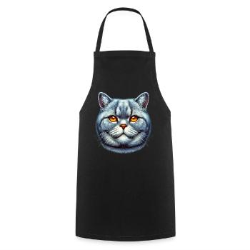 British Shorthair Cat - Cooking Apron - black - Front - AI Model Male 185 dark (185cm)