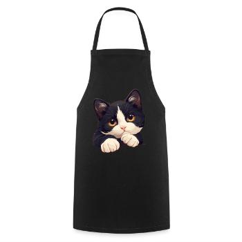Tuxedo Chaton Tuxedo Cat - Tablier de cuisine - noir - Devant - AI Model Male 185 dark (185cm)