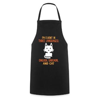 I'm Fluent In Three Languages: English, Sarcasm, A - Cooking Apron - black - Front - AI Model Male 185 dark (185cm)