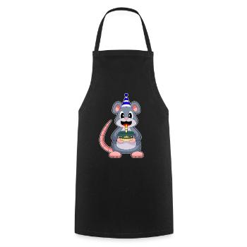 Gâteau d’anniversaire souris - Tablier de cuisine - noir - Devant - AI Model Male 185 dark (185cm)