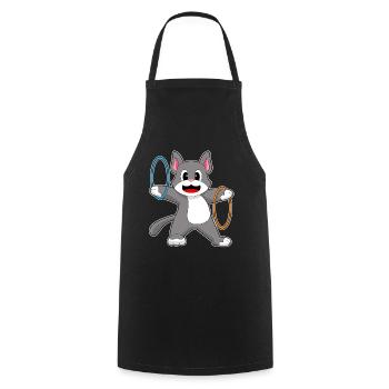 Katze Fitnessreifen Workout Gymnastik - Kochschürze - Schwarz - Vorne - AI Model Male 185 dark (185cm)