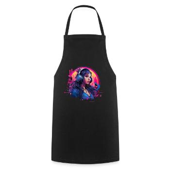 Retro DJ Party Mix für Frauen für einen DJ - Kochschürze - Schwarz - Vorne - AI Model Male 185 dark (185cm)