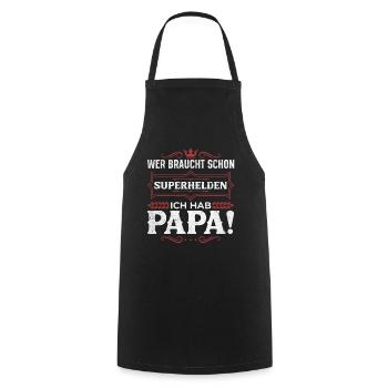 Superheld Papa Besser als jeder Comic-Held - Kochschürze - Schwarz - Vorne - AI Model Male 185 dark (185cm)