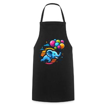 Éléphant volant avec des ballons colorés - Tablier de cuisine - noir - Devant - AI Model Male 185 dark (185cm)