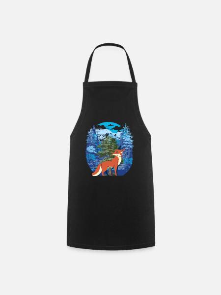 Fox Foxes Forest - Cooking Apron - black