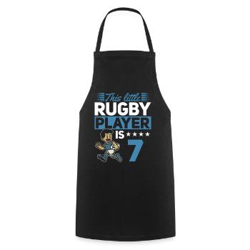7e anniversaire enfant joueur de rugby - Tablier de cuisine - noir - Devant - AI Model Male 185 dark (185cm)