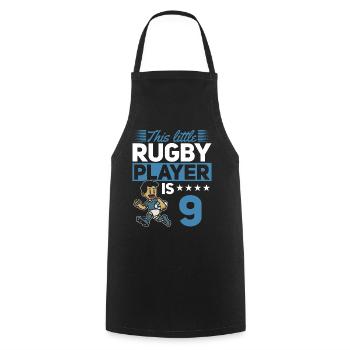 9e anniversaire enfant joueur de rugby - Tablier de cuisine - noir - Devant - AI Model Male 185 dark (185cm)