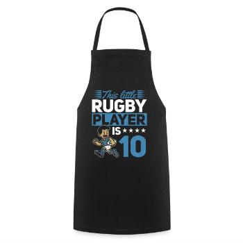 10e anniversaire enfants joueur de rugby - Tablier de cuisine - noir - Devant - AI Model Male 185 dark (185cm)