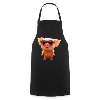 Pig Domestic Pig Pig Piglet Piggy - Cooking Apron - black - Front - AI Model Male 185 dark (185cm)