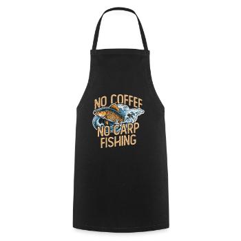 Pêcheur de carpes sans café Canne à pêche amateur de café - Tablier de cuisine - noir - Devant - AI Model Male 185 dark (185cm)