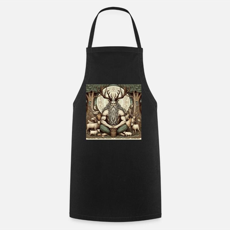 Cernunnos, dieu celte - Tablier de cuisine - noir