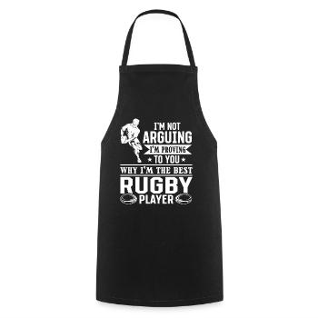 I'm proving to you why I'm the best Rugby player - Cooking Apron - black - Front - AI Model Male 185 dark (185cm)
