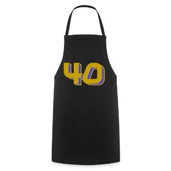 40. 40 YEARS. 40th ANNIVERSARY. 40 YEARS ANNIVERSARY. - Cooking Apron - black - Front - AI Model Male 185 dark (185cm)