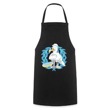 Seagull Seagulls Seaman Seafarer Ahoy Harbor - Cooking Apron - black - Front - AI Model Male 185 dark (185cm)