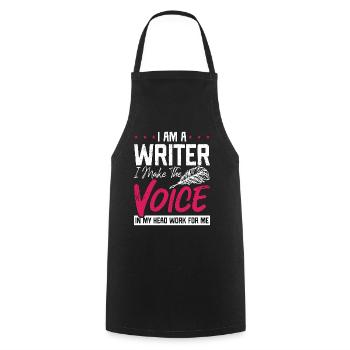 Ecrire Je suis un écrivain Je fais The Voice Journaliste - Tablier de cuisine - noir - Devant - AI Model Male 185 dark (185cm)