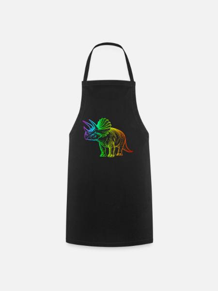 Regenbogen-Triceratops-Dinosaurier - Kochschürze - Schwarz