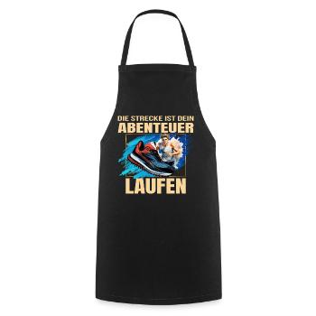 Laufen: Die Strecke ist dein Abenteuer - Kochschürze - Schwarz - Vorne - AI Model Male 185 dark (185cm)